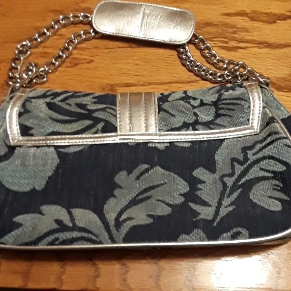 Blue and Silver Velvet Material Purse